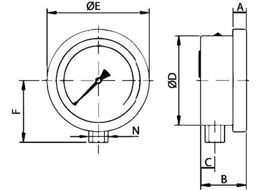 Manometr vnitřní závit 9/16"-18 UNF, pr. 100 mm, montáž shora 4000 bar