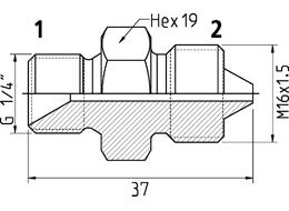 Adaptér -  G 1/4" - M 16x1,5, 250 MPa  19950 1607
