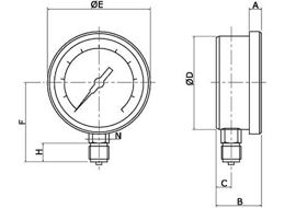 Manometr vnější závit G 1/2", pr. 100 mm, montáž shora 2000 bar
