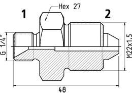 Adaptér -  G 1/4" - M 22x1,5, 250 MPa  19950 1608