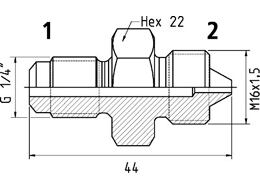 Adaptér - G 1/4" - M 16x1,5, 300 MPa  19950 1610