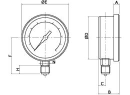 Manometr vnější závit G 1/2",pr.  150 mm, montáž shora, 1000 Bar 19940 4120