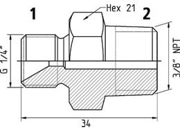 Adaptér - G 1/4" - NPT 3/8", 150 MPa 19950 1603