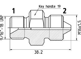 Adaptér -  9/16"-18 UNF  - M 16x1,5, 250 MPa  19950 1614